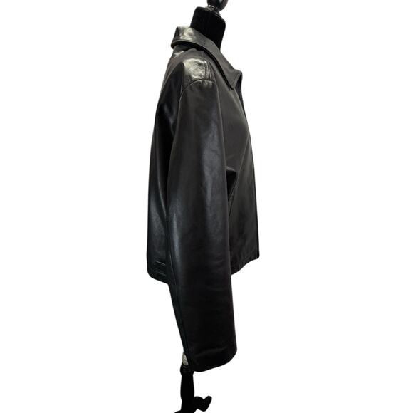 Banana Republic Black Leather Jacket Men’s Medium Classic Zip-Up Moto Style - Picture 8 of 12